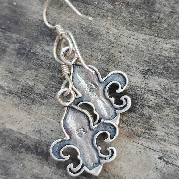 Vintage Sterling Fleur De Lis Earrings - Picture 5 of 5